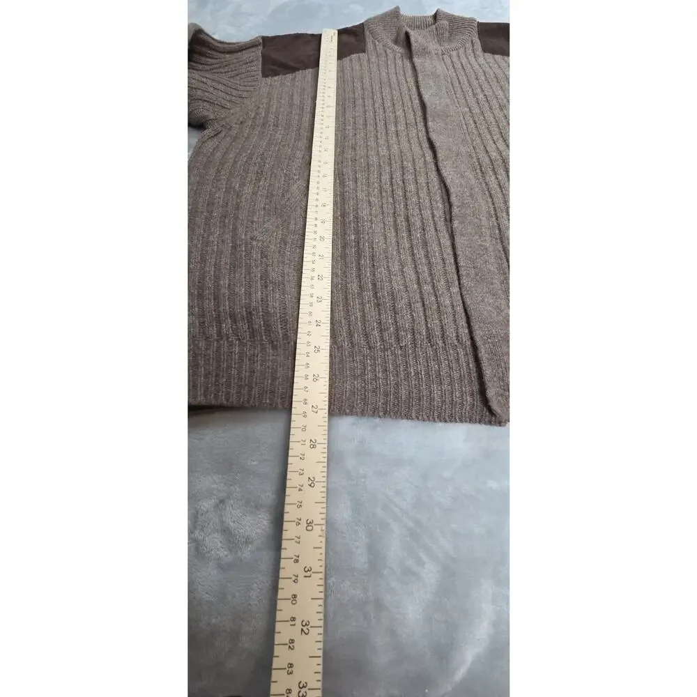 Cabelas Outfitters Series Mens XL 100% Lambswool Sweater Brown Knit full zip - Picture 12 of 13